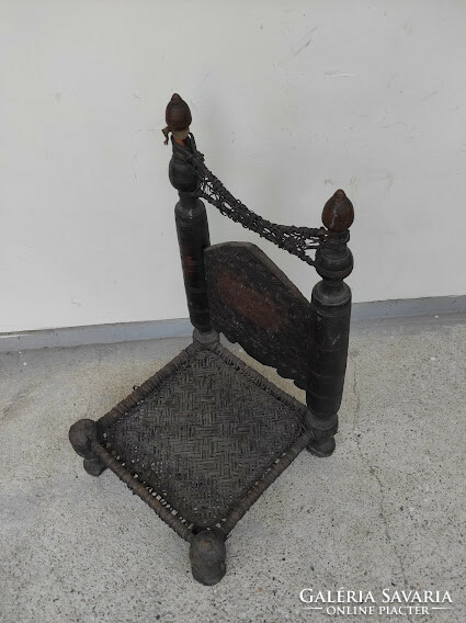 Antique Arabic furniture chair Berber Tuareg carved braided seat Morocco Algeria 365 5714