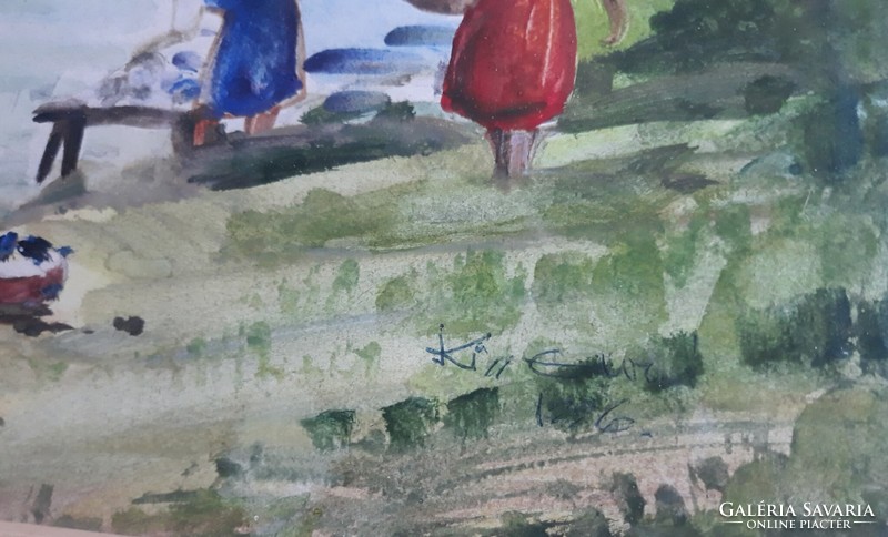 Kiss jelzéssel: Szentendre, Bükkös- patak, jelzett akvarell, 1996 l