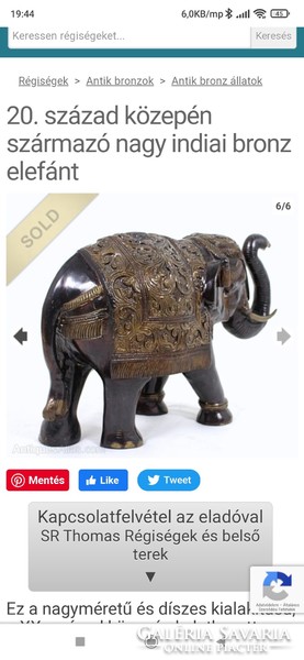 Antik, hatalmas indiai elefánt szobor.