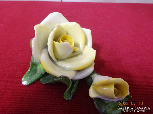 Herendi porcelán sárga rózsa, hossza 14 cm. Vanneki! Jókai.