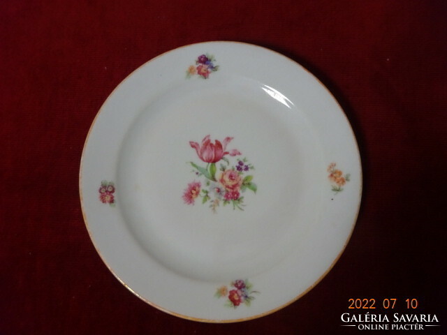Zsolnay porcelain small plate, antique, yellow edge. He has! Jokai.