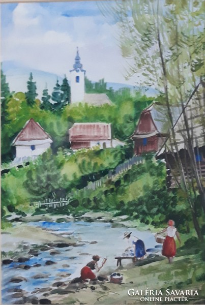 With small mark: szentendre, bükköspatak, marked watercolor, 1996 l