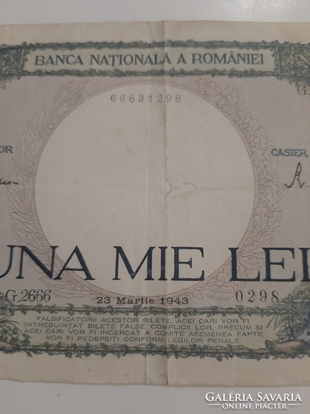 Román 1000 lei  1943 március