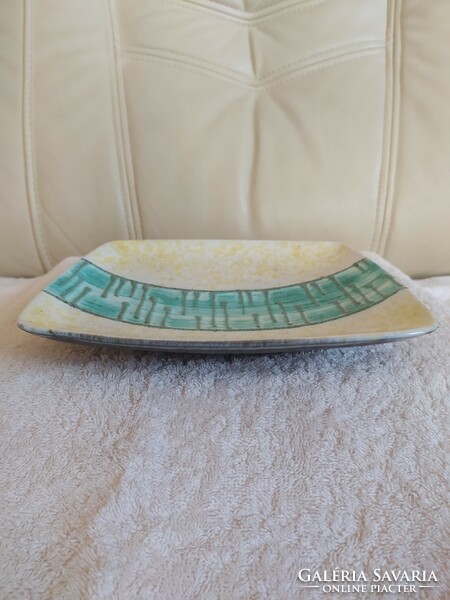 Retro rectangular serving tray, center of the table, with turquoise decor, flawless, 22 cm