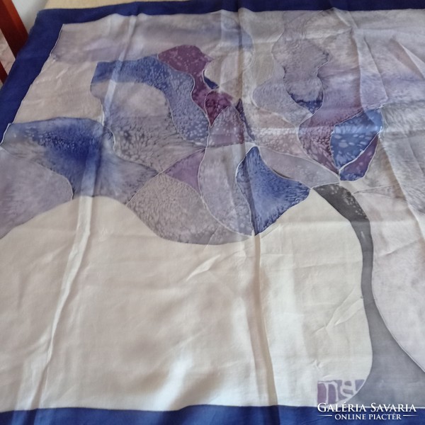 Pure silk, hand-dyed women's shawl, 86 x 88 cm