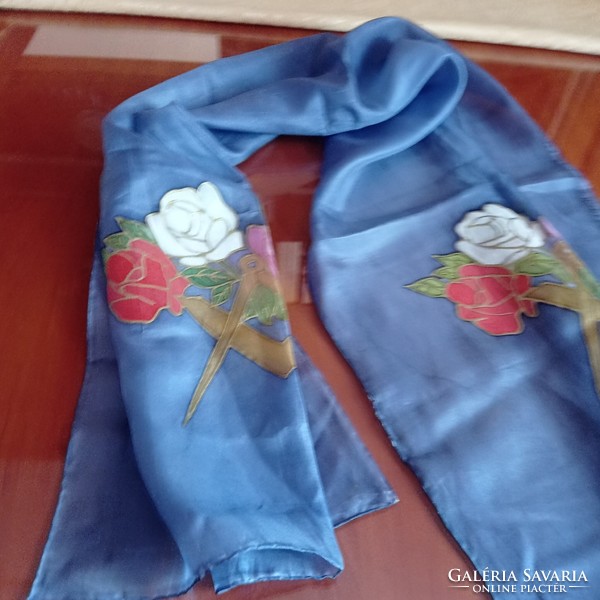 Hand-dyed silk scarf, 136 x 43 cm