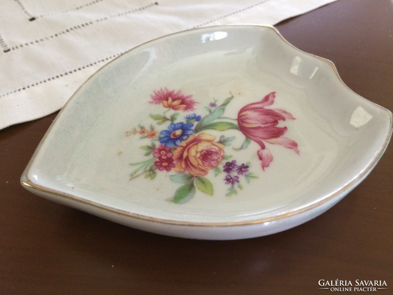 Old Zsolnay bowl with flower bouquet pattern