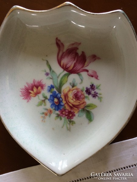 Old Zsolnay bowl with flower bouquet pattern