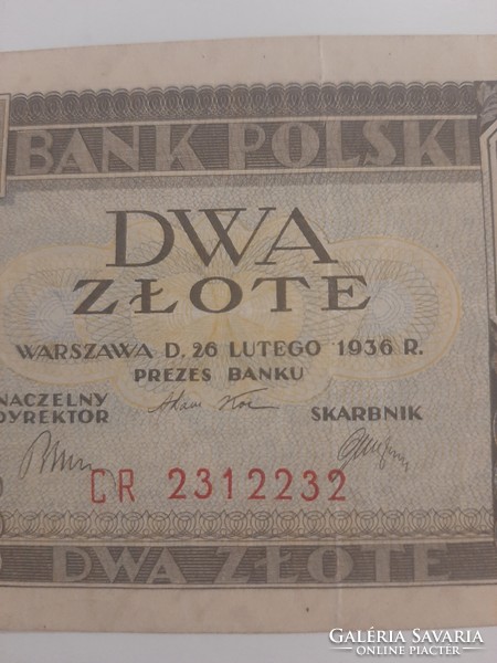 Dwa zlote, two zlotys, zloty, zlotych Poland 1936