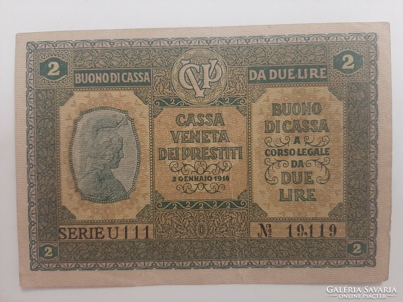 Olasz 2 líra, lire Olaszország Velence  1918