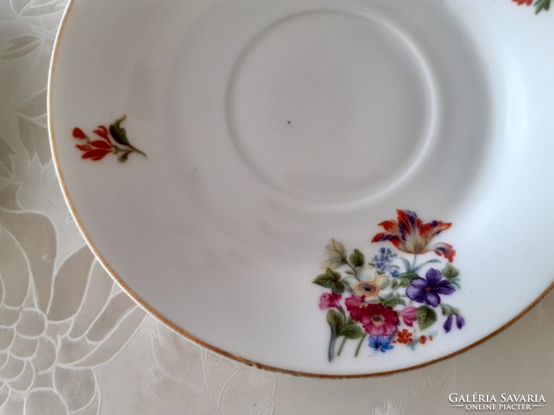 Old Schlaggenwald porcelain floral saucer 2 pcs