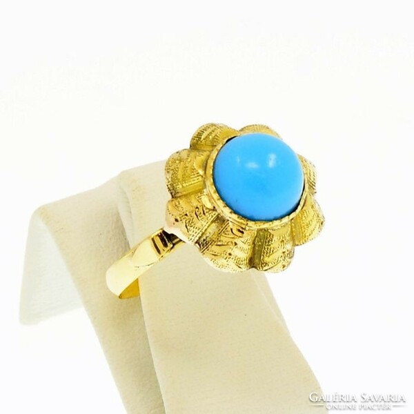 54 Es 18k yellow gold 2.00Ct turquoise ring