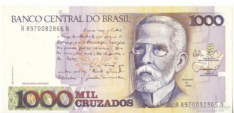 Brazil 1000 cruzeiros 1988 unc