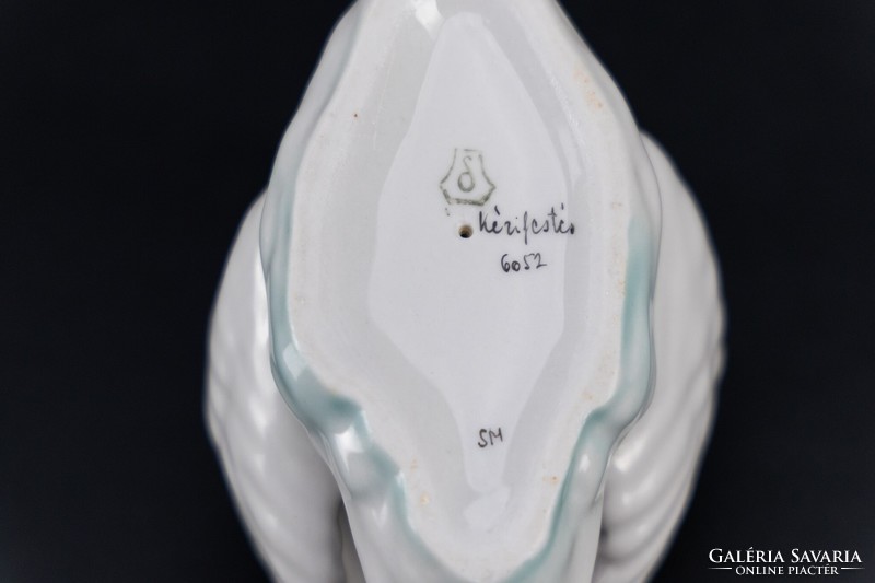 Porcelain swan from Kőbánya, hand painted, marked, numbered, old.