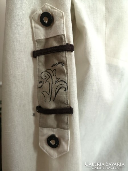 Tyrolean 40 Bavarian men's shirt, traditional mountain wear, organic, deer antler buttons