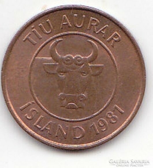 Izland 10 aurar (Cuttlefish) 1981 VG