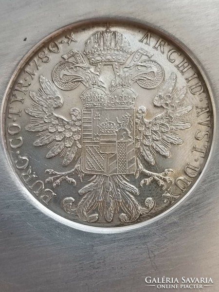 Antique Maria Theresa silver coin 1780 plate