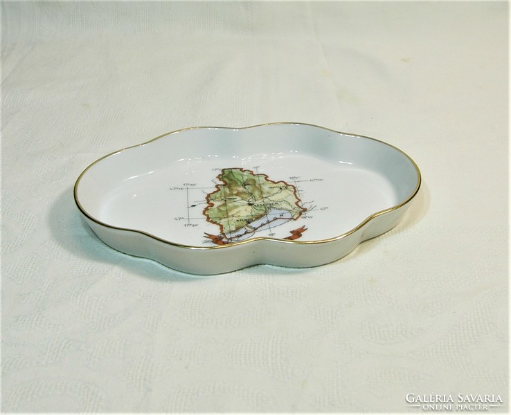 Rare Herend bowl - with a map of the Veszprém district - anniversary edition
