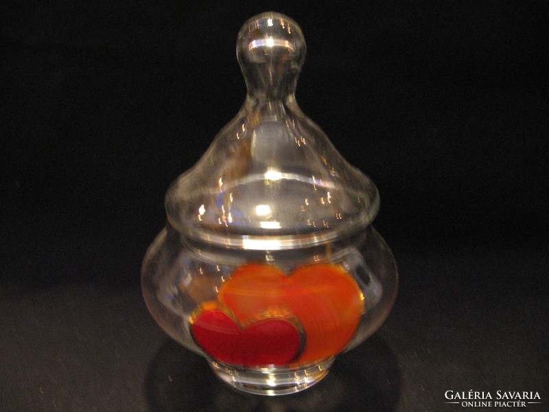 Paul with large lid glass holder with hearts pattern