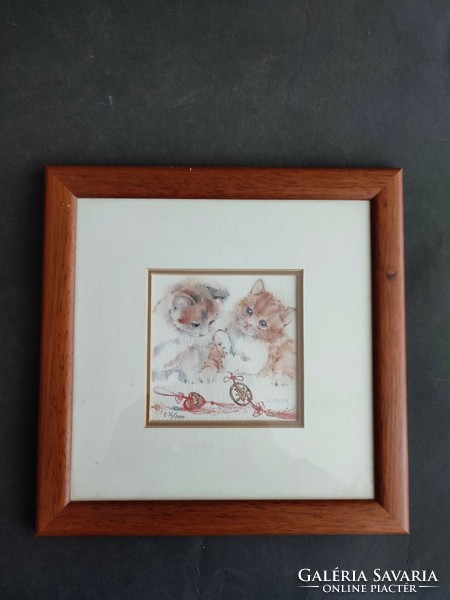 Little cat, little kitten watercolor, labeled, numbered picture - ep