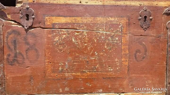 Painted iron chest 1835, damaged