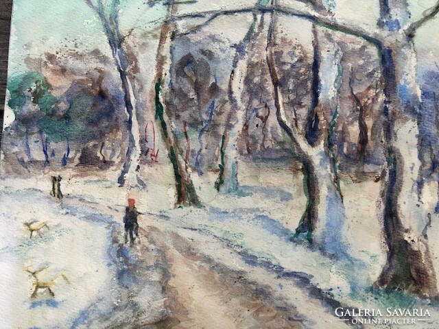 Watercolor, with unsolved signature, Hungarian, size 25 x 35 cm.