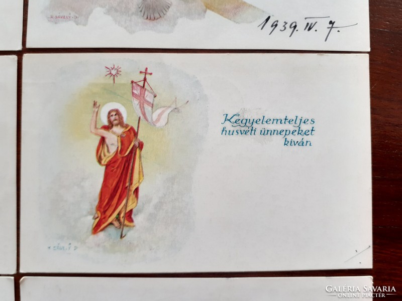 Régi húsvéti mini képeslap üdvözlőkártya 1940 körül 8 db