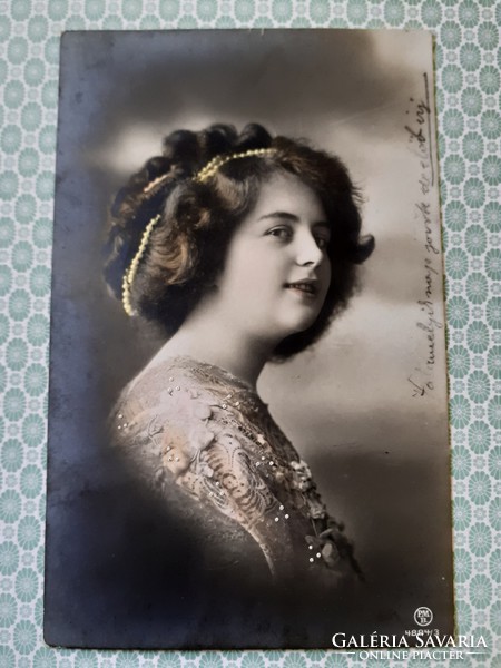 Régi fotó képeslap hölgy vintage levelezőlap