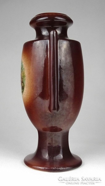 1J799 antique brown Raven House faience vase decorative vase 21.5 Cm