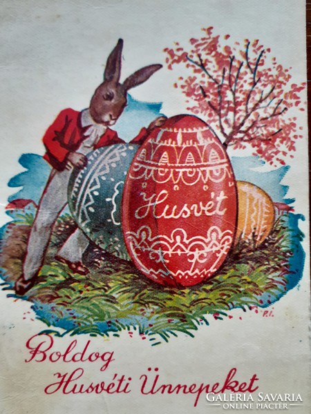 Régi húsvéti képeslap 1942 vintage nyuszis levelezőlap