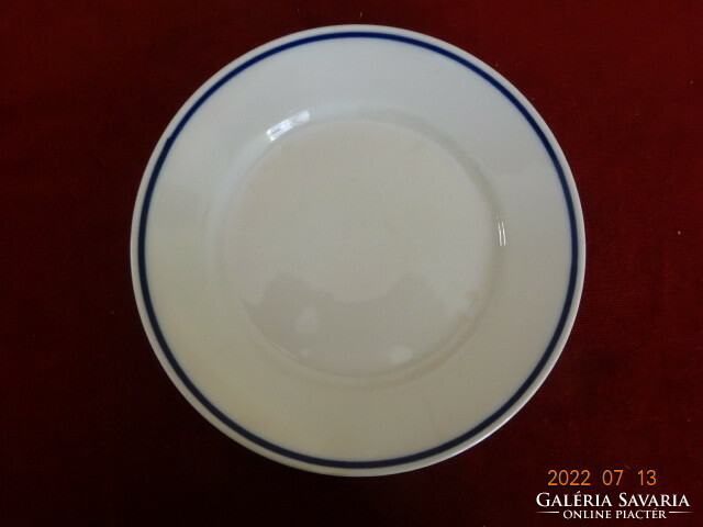 Zsolnay porcelain flat plate, blue striped. He has! Jokai.