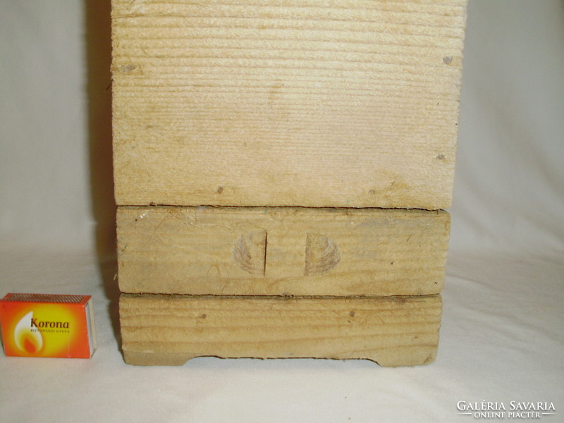 Old wooden wall spice holder - large size - salt, flour, sugar or spoon holder