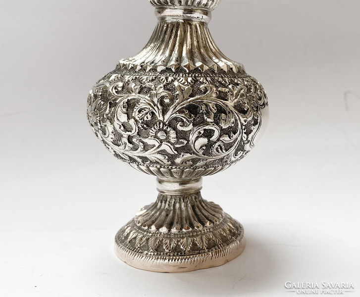 Antique Indian silver rose water sprinkling flask.
