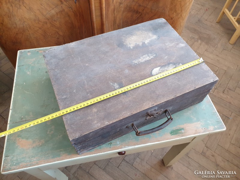 Old vintage 50 cm wooden suitcase bag suitcase box