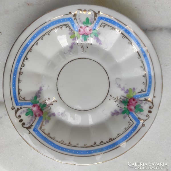 Antique 6 bowls, saucer, pink Czech porcelain Art Nouveau dessert