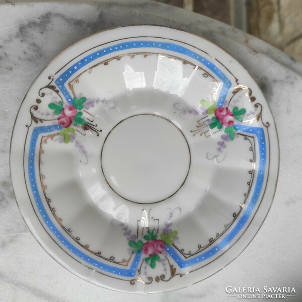 Antique 6 bowls, saucer, pink Czech porcelain Art Nouveau dessert