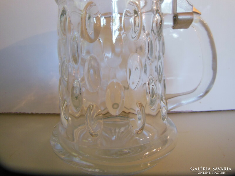 Jar - crystal - marked - 3 d - pattern - tin lid - German - 5 dl - flawless