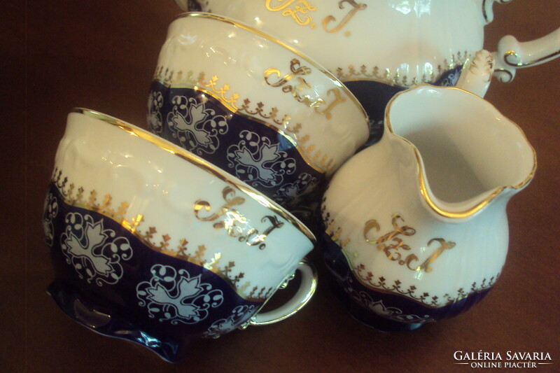 41-piece zsolnay, pompadour ii. Type, unique monogrammed dinnerware and tea set.