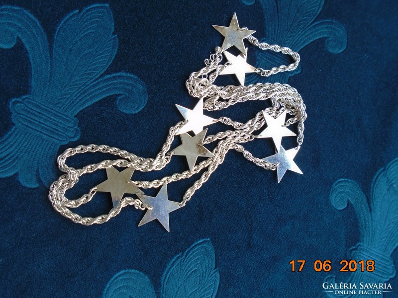 Ezüstözött nyaklánc 8 db ezüstözött csillag függővel