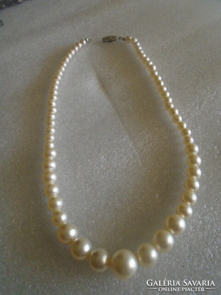 Very antique one row pearl necklace full art deco small flaw 42 cm long largest eye 1.2 cm