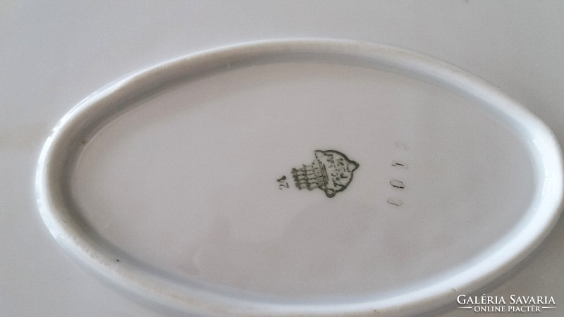 Régi Zsolnay porcelán pecsenyés tál fehér kínáló nagy tálca 37 cm