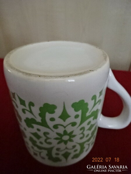 Zsolnay porcelain mug, marked 503/1. Antique, green pattern. He has! Jokai.