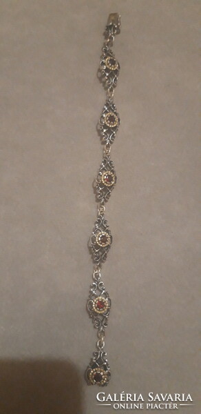 Bartel & sohn (augsburg) antique goldsmith's silver bracelet decorated with tourmaline and gold