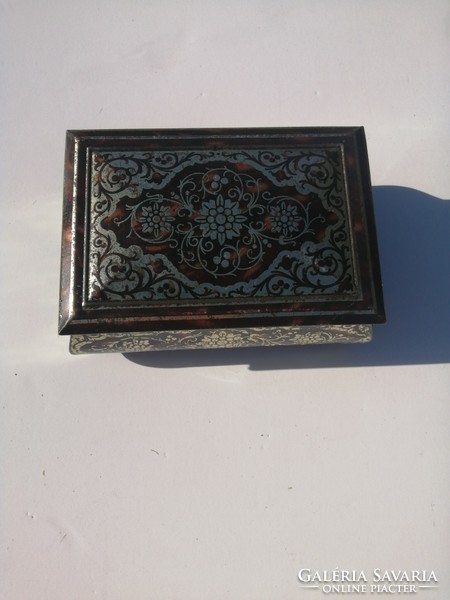 Retro tinsel metal gift box 16.5x11.5x7.5 cm
