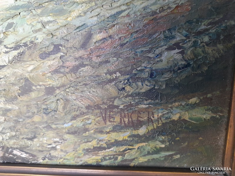 Verkerr oil on canvas landscape painting.