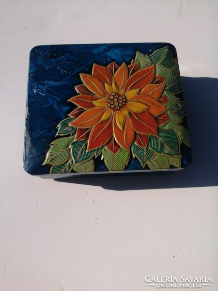 Retro colorful printed floral metal gift box 16.5x6.5x18.5 cm