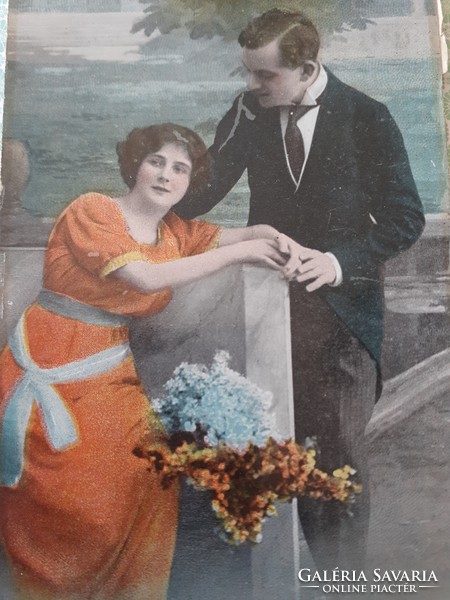 Régi fotó képeslap 1921 szerelmespár levelezőlap