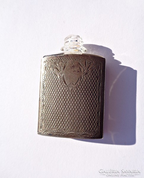 Old silver perfume bottle case