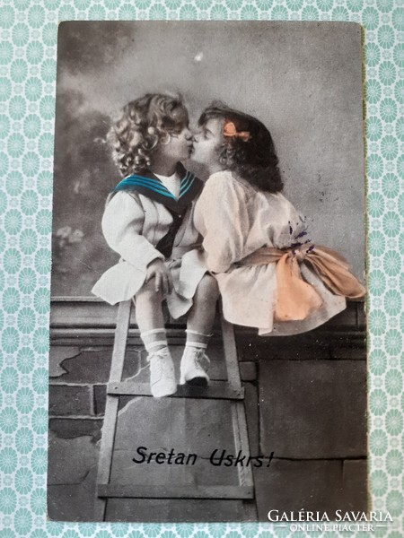 Régi fotó képeslap 1921 gyerekek levelezőlap