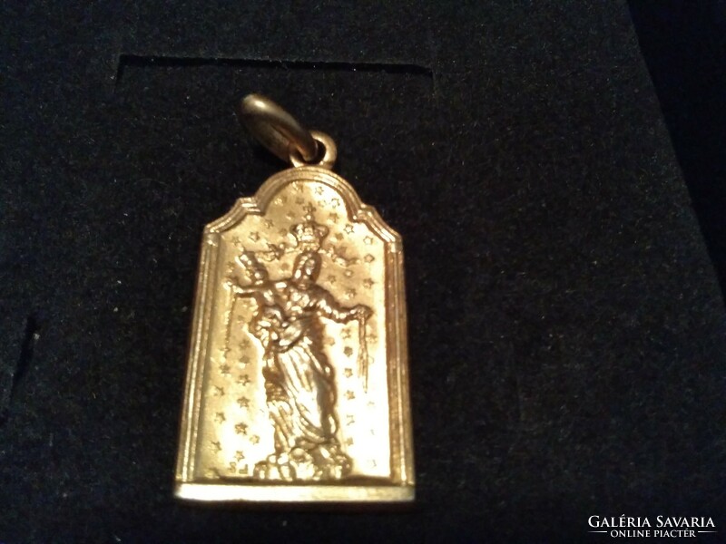 Antique gilded silver religious pendant/Virgin Mary with baby /